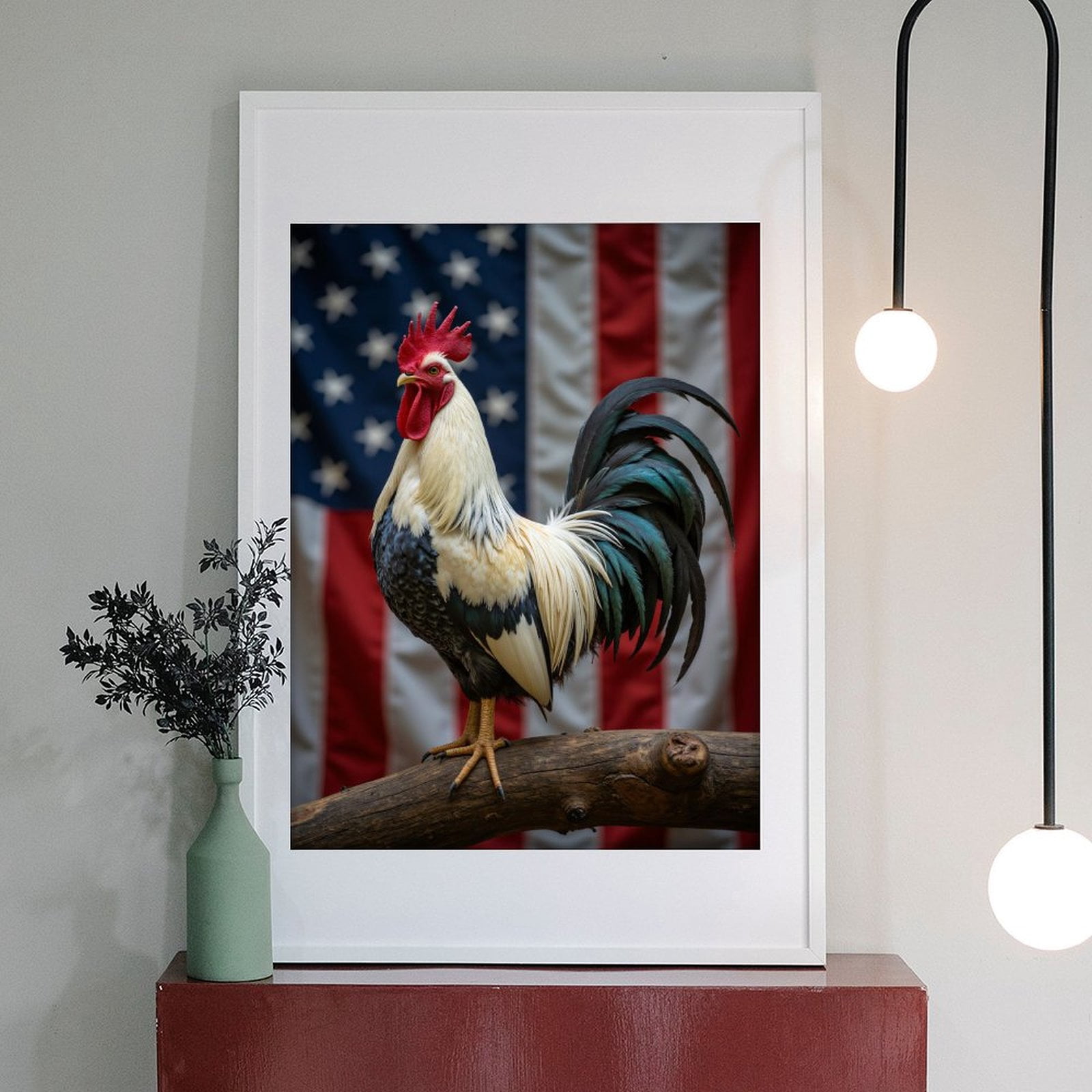 Diamond Art Kit for Adults, Rooster On Rustic Branch Background Diamond Painting for Adults Beginners, 5D DIY Diamond Art Painting Kits, Colorful Diamond Painting Craft for Home Decor 12x16