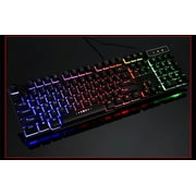 MORESEC under $5 1Pcs Gaming Keyboard, Colorful LED Backlit USB Wired Gaming Keyboard,Crack RGB Illuminated Mechanical Feel Keyboard,104 Keys Multimedia PC Desktop Keyboard