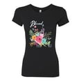 thumbnail image 2 of Wild Bobby, Cute Hearts and Flowers Blessed, Inspirational/Christian, Women Slim Fit Junior Tee, Black, Small, 2 of 3