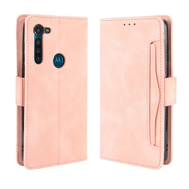 Case for Motorola MOTO G8 Cover Adjustable Detachable Card Holder Magnetic closure Leather Wallet Case - Pink