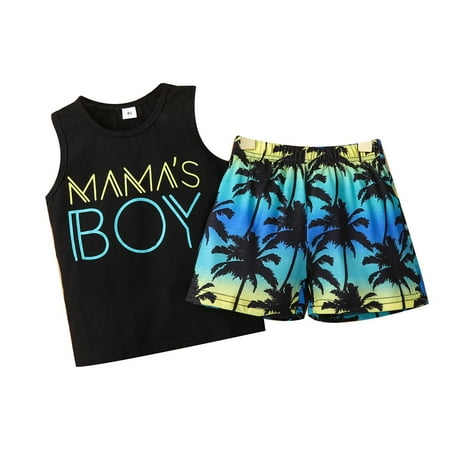 

Icvfdpl Boys Clothes Sets Sleeveless Beach Tank Top Island Resort Style Summer Suit Clothing Cotton Suit Elegant style