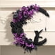 thumbnail image 4 of 2024 Nueva corona de Halloween, coronas de gato negro de luna de Halloween con luces, decoración del hogar para colgar, corona de gato negro de luna de flores, decoración de pared de fiesta para el ho, 4 of 7