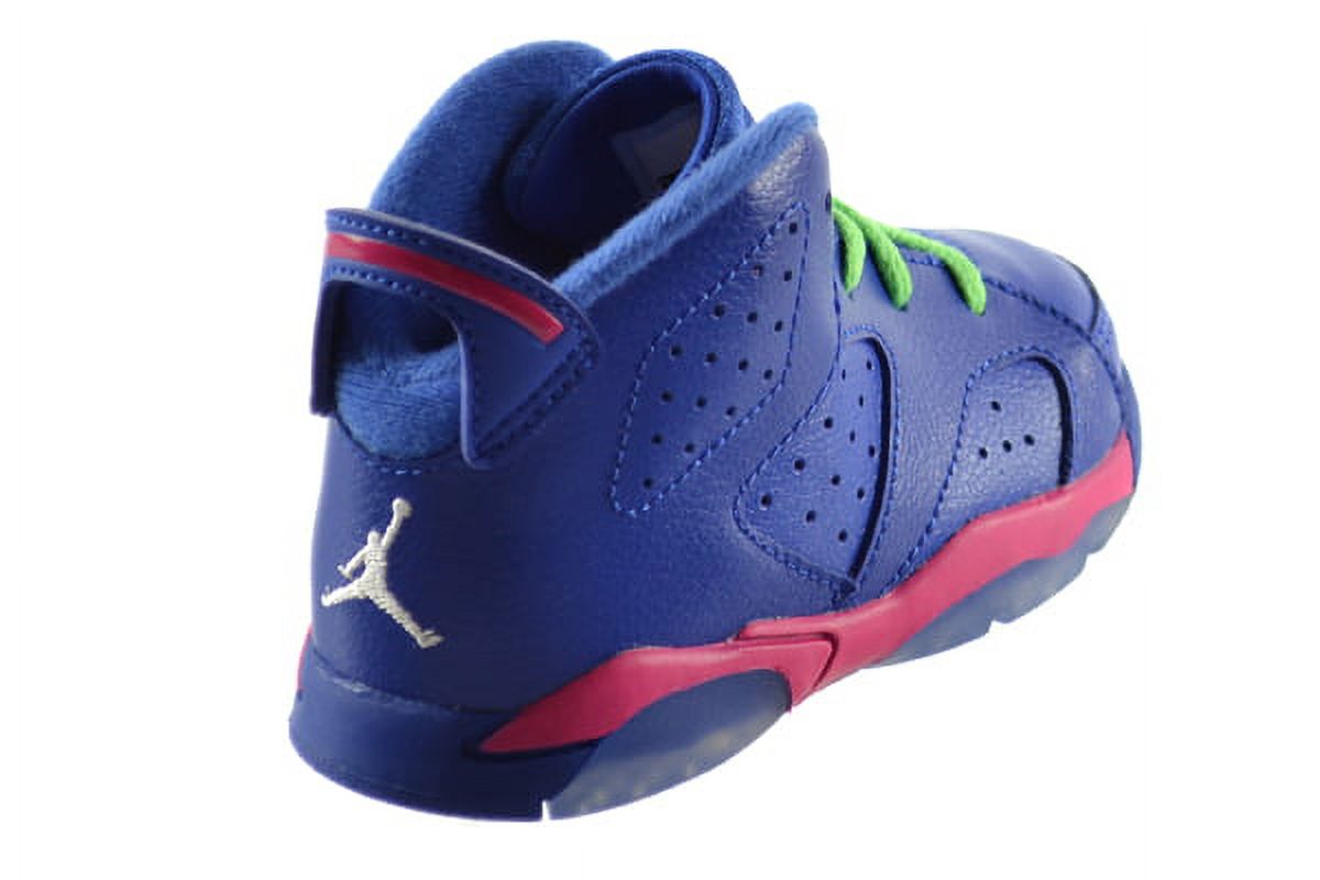 Jordan 6 Retro (BT) Baby Toddlers Basketball Shoes Gym Royal-White-Pink-Green 384667-439 - image 3 of 6