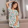 thumbnail image 3 of Naloa Cute Transport Print Women Nightgowns,Womens Loungewear,Short Sleeve Sleepwear,Comfy Ladies Nightdress, 3 of 6