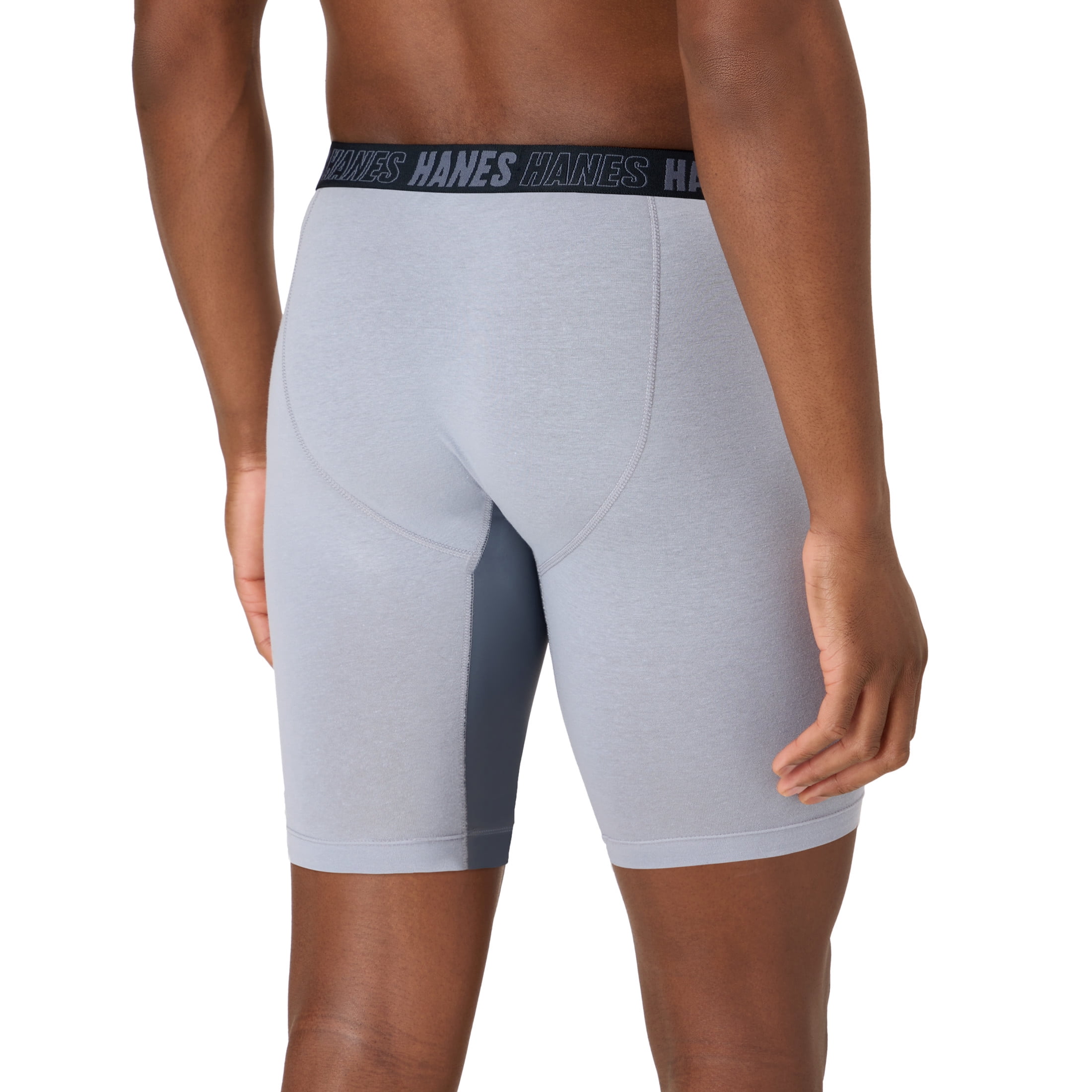Hanes Mens Underwear Boxer Briefs, 3-Pack, Moves Anti-Chafe Long Leg Boxer Briefs