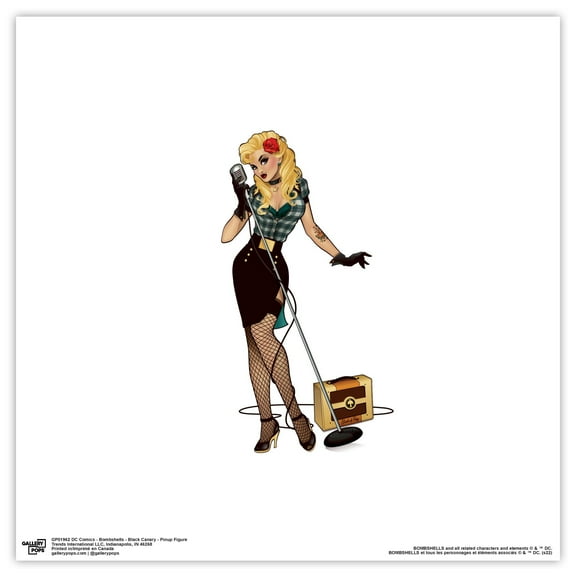 Gallery Pops DC Comics Bombshells - Black Canary - Pinup Figure Wall Art, Unframed Version, 12" x 12"
