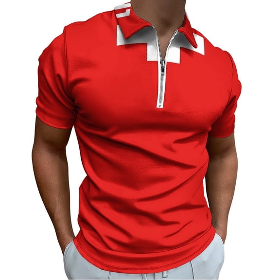 LIFEGUARD RED CROSS Men Zipper T-shirt Summer Casual Short Sleeve T-shirt Top