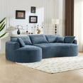 thumbnail image 3 of 124" Oversized Boneless Couches for Living Room, Sectional Curved Sofa with 7 Pillows, L-Shape Boneless Couch with Deep Seat, High-Density Memory Foam, No Assembly Required, Chenille (Blue), 3 of 10
