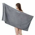 thumbnail image 7 of Hair Towel Hat Absorbing Large Wrap with Elastic Strap Fast Drying Anti Frizz Solid Color Towel Wrap, Bath Towel, 7 of 7