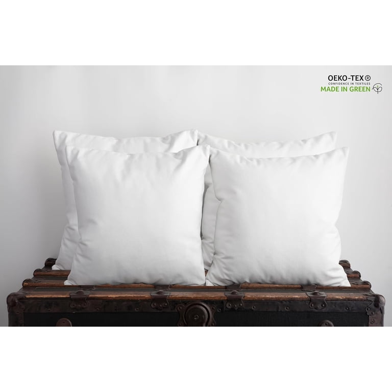 White Square Pillow Inserts - 18x18 Inches, Soft & Fluffy Decorative Cushion Inserts For Sofa & Bed