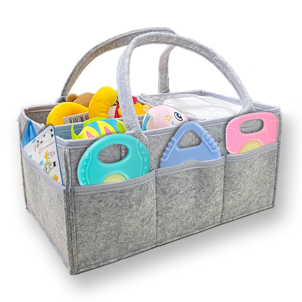 Felt Storage Nappy Nursery Organizer Basket Infant Baby Diaper Caddy Wipe Bag LI
