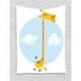 thumbnail image 1 of Giraffe Tapestry, Africa Dotted Animal Extreme Long Neck Cartoonized Animal in Circle Print, Wall Hanging for Bedroom Living Room Dorm Decor, 60W X 80L Inches, White and Baby Blue, by Ambesonne, 1 of 2