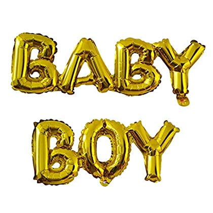 Small Baby Boy or Girl Alphabet Letters Balloons Foil Balloons Mylar Balloons for Party Decoration (Gold Baby Boy)