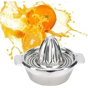 ROBOT-GXG Stainless Steel Manual Juicer - Citrus Lemon Orange Juicer - Stainless Steel Lemon Squeezer Manual Citrus Press Juicer with Strainer and Bowl Container for Oranges Lemons