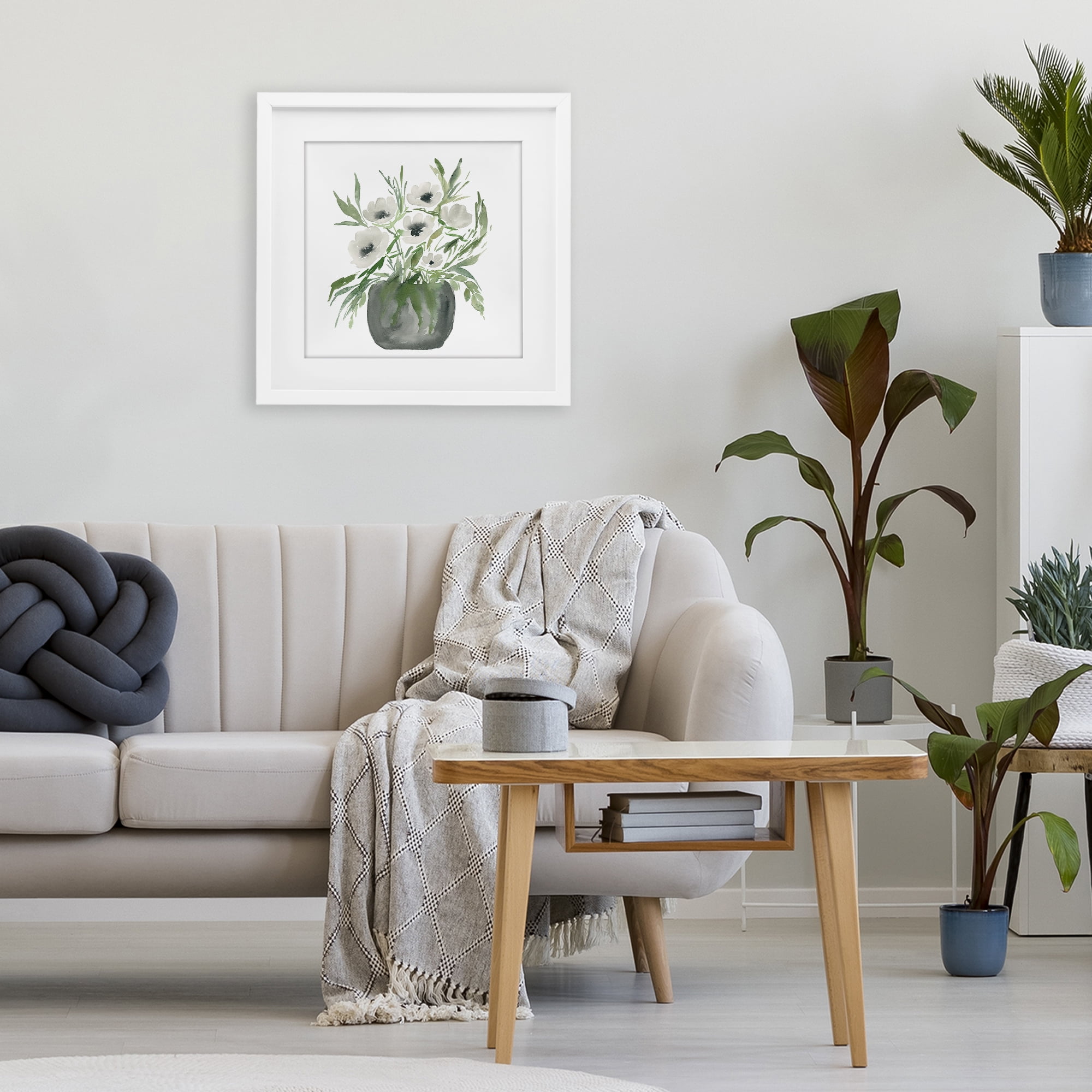 Stupell Industries Soft White Anemones White Framed Print Under Glass, design by Lucille Price
