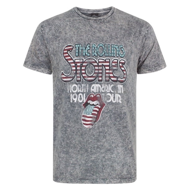 The Rolling Stones - Camiseta estilo desteñido para hombre (Gris)