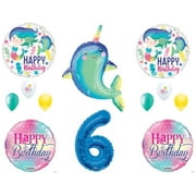 C & S PARTY SUPPLY Narwhal and Mermaid 6th Birthday Party Balloons Decoration Supplies Ocean Whale