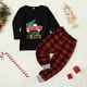 thumbnail image 4 of Conjuntos de pijamas familiares a juego Sinhoon, pijamas navideños a juego con camiseta con estampado de letras y pantalones a cuadros (hombre, L), 4 of 7