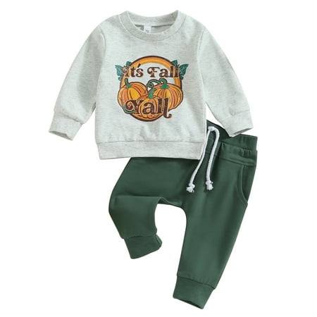

Ma&Baby Infant Baby Boy Halloween Costume Outfit Long Sleeve Pumpkin Sweatshirt Pants Tracksuit