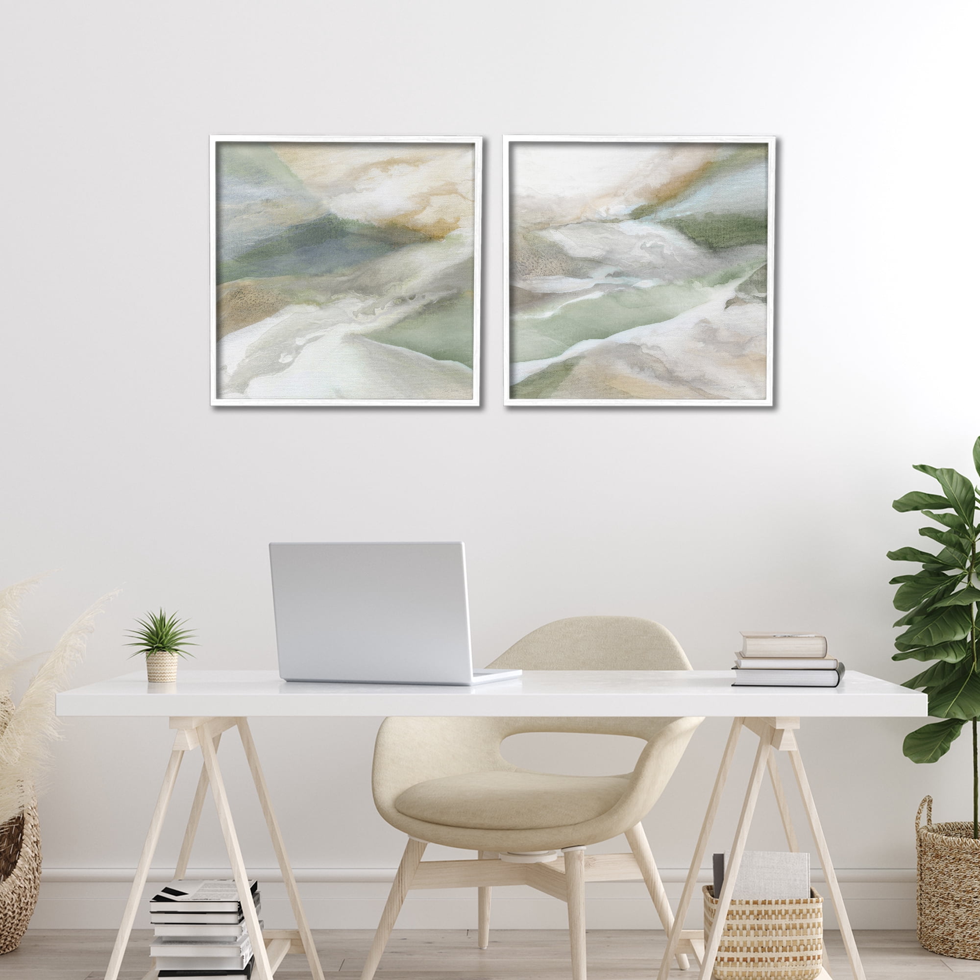 Stupell Industries Serene Misty Valley Abstraction 2 Piece White Framed Giclee Art Set, design by Carol Robinson