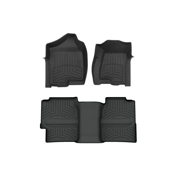 WeatherTech FloorLiner HP Custom Fit Floor Mats compatible with Silverado, Sierra - 1st & 2nd Row, Black