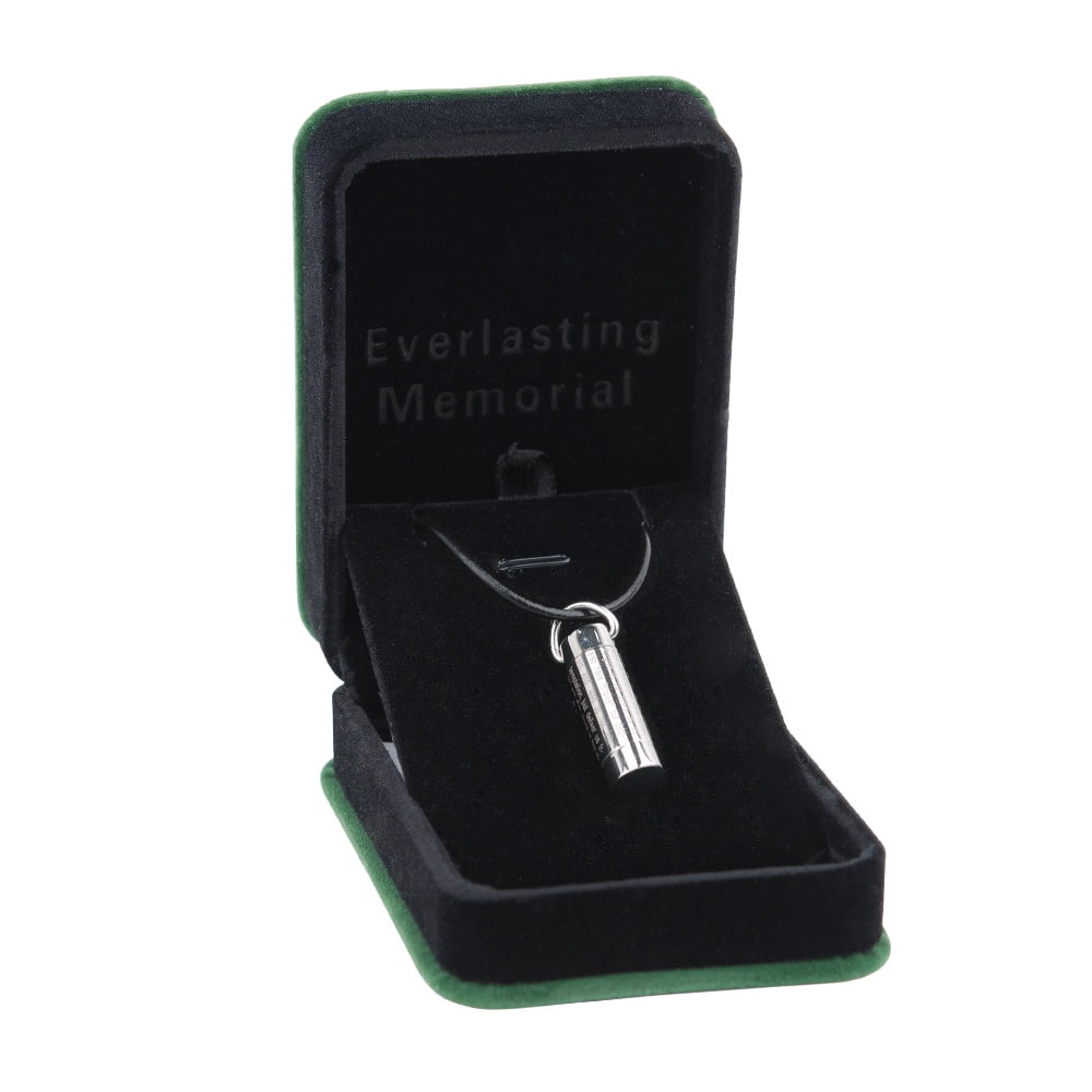 Cylinder Style Memorial Cremation Jewelry Urn Ashes Holder Necklace (Silver Lord is Prayer Cross Cylinder)