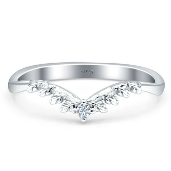 Half Eternity Chevron Ring CZ 925 Sterling Silver Size 5