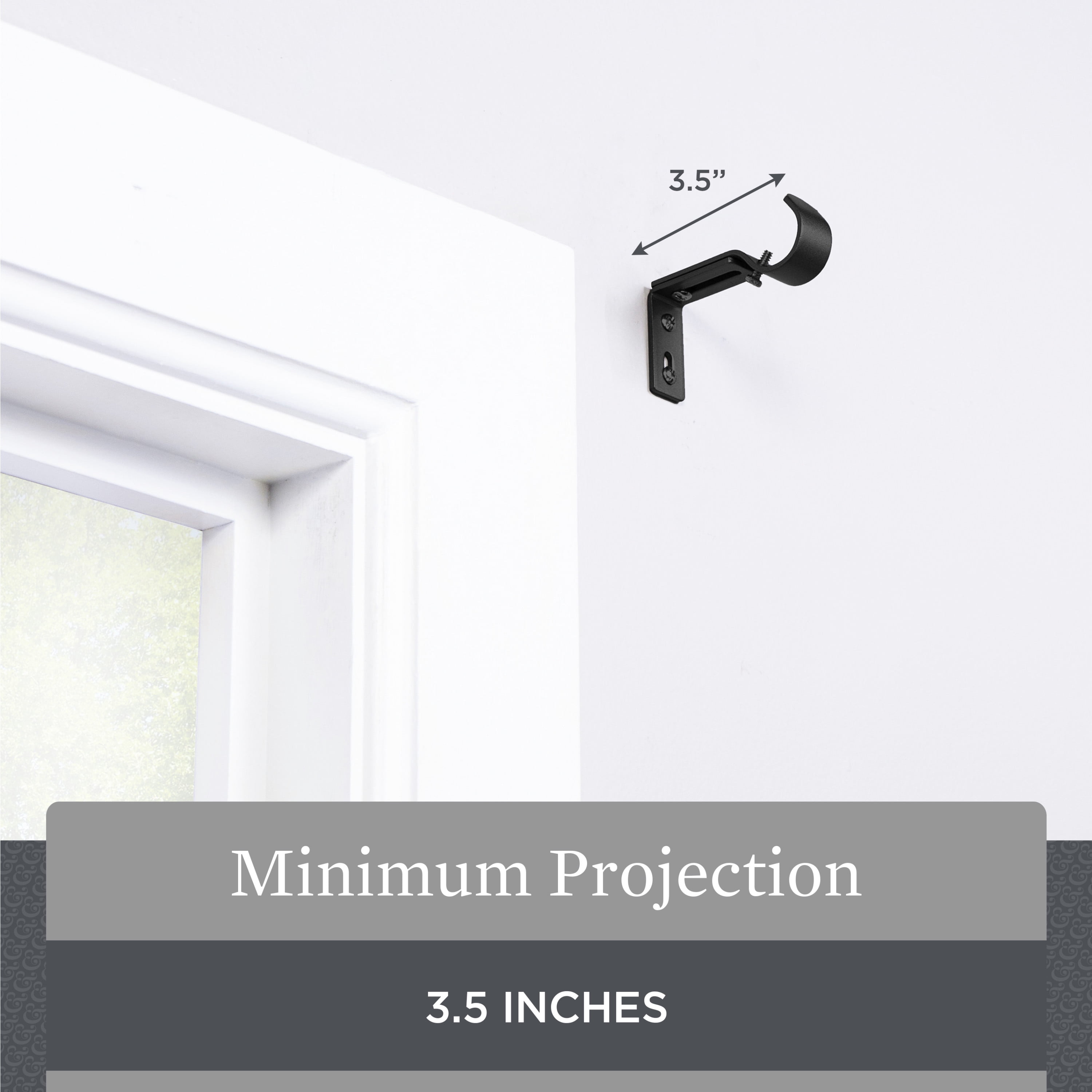 Better Homes \u0026 Gardens - Brandclub - Better Homes \u0026 Gardens Metal  Adjustable Curtain Rod Brackets in Matte Black, 3/4 to 1 Inch Diameter, image size:3000x3000