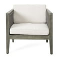 thumbnail image 7 of 4 Wood Patio Seating Group - Grey & Beige With Comfortable Cushions For Outdoor Spaces Like Garden, Backyard, Porch, Balcony Stable Base Furniture Water-repellent Modern Look, 7 of 7