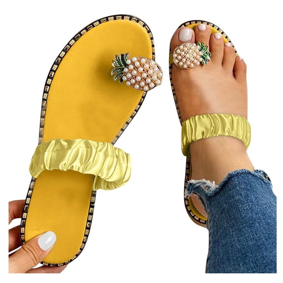 Women Summer Sandals Ladies Pineapple Sandals Clip Toe Flip Flops Boho Casual Slippers Beach Shoes