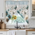 thumbnail image 6 of Teal Tulip Butterfly Swag Valances for Windows, Kitchen Curtains 36 Inch Length 2 Panels Set, Beige Turquoise Floral Farmhouse Blue Short Curtains for Small Windows Rod Pocket Cafe Curtains 28"x36", 6 of 8