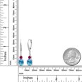 thumbnail image 2 of Gem Stone King 925 Sterling Silver Swiss Blue Topaz and Red Created Ruby Dangle Earrings for Women with Lab Grown Diamond (5.03 Cttw, Oval Checkerboard 9X7MM), 2 of 3