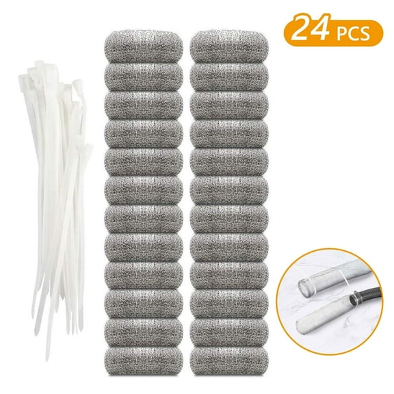 Tripumer 24 Pcs Stainless Steel Lint Traps Lint Snare Traps Washer Hose Lint Traps Laundry Mesh Washer Hose Filter for Sewer Silver