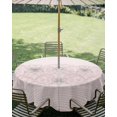 thumbnail image 2 of Outdoor Tablecloth with Umbrella Hole Zipper Vintage Flowers Round Tablecloth 60" Waterproof Outside Table Cloth Spring Floral Pink Grey Retro Art Patio Table Cover Tablecloths for Picnic Party, 2 of 8