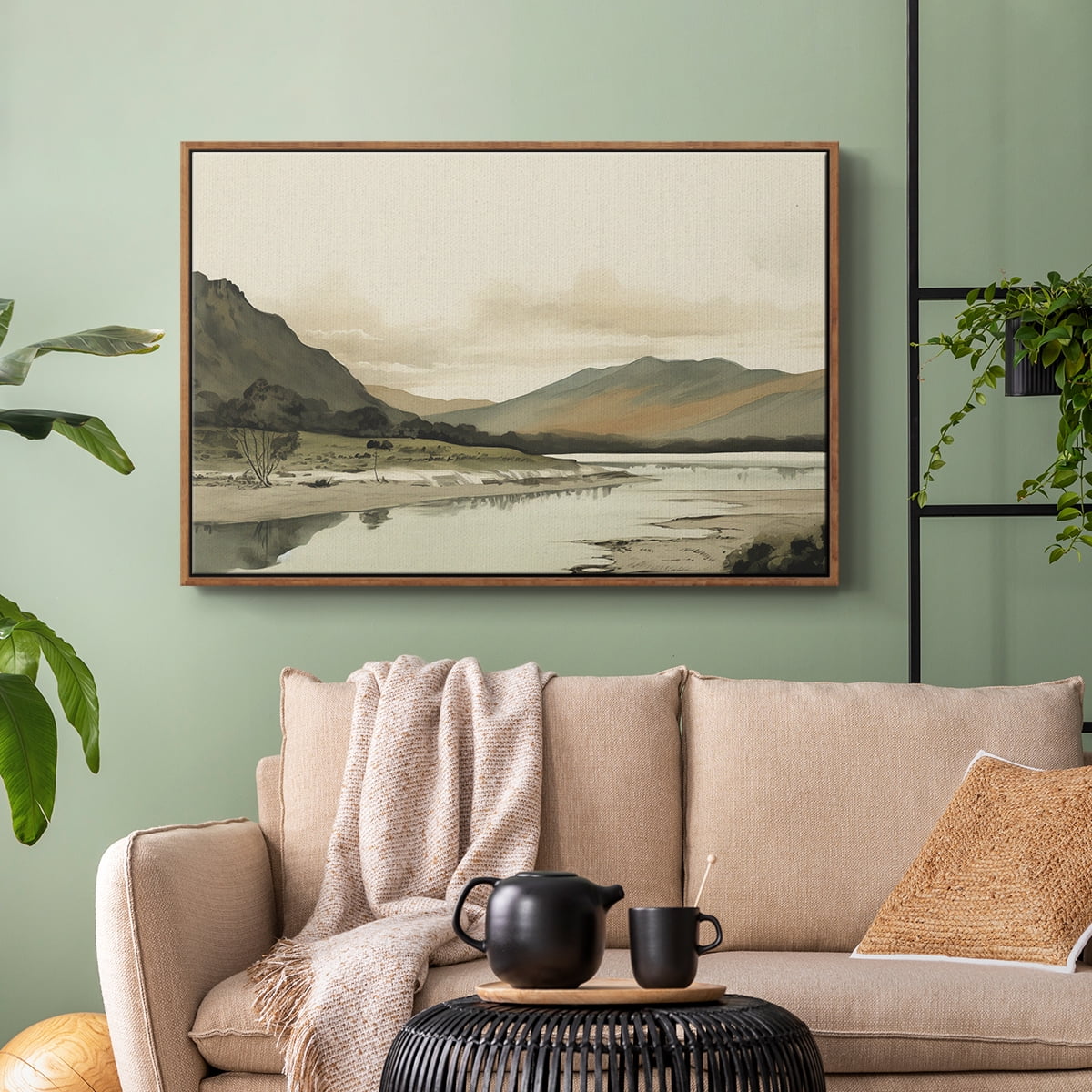 Vintage Landscape-XX By Wexford Home Framed in Walnut Wood Gallery Wrapped Canvas 27 in. x 41 in.