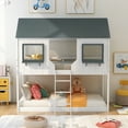 thumbnail image 2 of Aukfa Twin over Twin Bunk Bed with Roof and Window, Wood Playhouse for Kids - White, 2 of 8