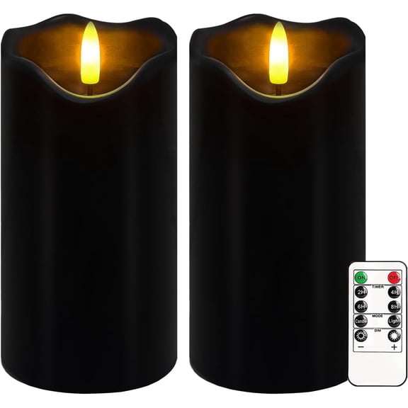 Set of 2 Flameless Flickering Christmas Candles, 6x3 Inch Real Wax Pillar Candles with Remote and Timer, Dimmable Battery Operated for Home and Xmas Decor(Red)