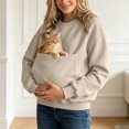 thumbnail image 4 of COMVALUE Cat Pouch Hoodie Pet Carrier Hoodies Women Oversized Kangaroo Pocket Lightweight Sweatshirts for Carriering Dogs (Beige, XL), 4 of 6