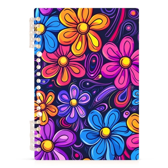 Abstract Colorful Flowers Spiral Journal Notebook College Ruled Notebook 8.3" x 5.7" A5 Lined Thick Paper Page