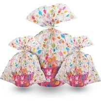 Fun Express 12 Pieces Jumbo Cellophane Bags for Gift Baskets, Elevate Your Gift Presentation with Style, Secure Your Baskets, Easter Elegance
