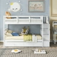 thumbnail image 2 of White Twin-Over-Twin Stairway Bunk Bed with Trundle - Solid Pine Wood Storage Stairs, Safety Guardrails, Versatile Bedroom/Dorm Furniture, 94.2"L, 2 of 16