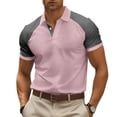 thumbnail image 2 of TKKCS Mens Color Block Polo Shirt- Turndown Collar Casual Summer Lightweight Breathable Raglan Sleeve Short Sleeve Polos Pink Size S, 2 of 5