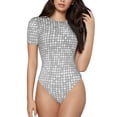 thumbnail image 1 of Fotbe Silver Mosaic Body de Mujer con Cuello Redondo y Mangas Cortas, Sin Mangas Ajustado, Suave, Cómodo y Básico-XX-Large, 1 of 7