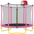 thumbnail image 6 of Trampoline with Basketball Hoop for Kids, SEGMART 65" Indoor Outdoor Toddler Trampoline with Enclosure, Indoor Outdoor Kids Trampoline with Basketball , Small Round Trampoline for Boys Girls, 6 of 7