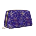thumbnail image 2 of Picia blue purple Snowflake Print Leather Makeup Bag Make Up Bag Travel Toiletry Bag for Her Girlfriend Teacher Teen Girl Gifts, 2 of 8