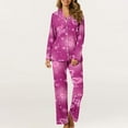 thumbnail image 2 of Tiweut Womens Valentines Pajamas Love Print Long Sleeve Button Up Tops And Pajama Pants Satin Casual Sleepwear Loungewear,C-Hot Pink,XL, 2 of 7