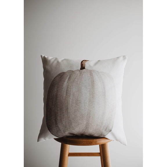 White Straight Stem Pumpkin Pillow Cover |   Primitive Farmhouse Decor | Farmhouse Pillows | Country Decor | Fall Throw Pillows | Gift