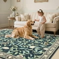 thumbnail image 5 of Washable Runner Rug 2x6 Non Slip Kitchen Hallway Runner Leaf Botanical Print Low Pile Throw Carpet Modern Home Decor Mat for Laundry Bathroom Indoor Use, Dark Blue, 5 of 8