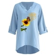 thumbnail image 4 of Babysbule Womens Plus Size Tops Women's Fashion Printed Loose T-shirt Long Sleeves Blouse V Neck Casual Tops, 4 of 5