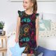 thumbnail image 4 of Balery Mandala Colorful Camisón de princesa para niñas, pijama de algodón con mangas abullonadas, suave y bonito.-Large, 4 of 6